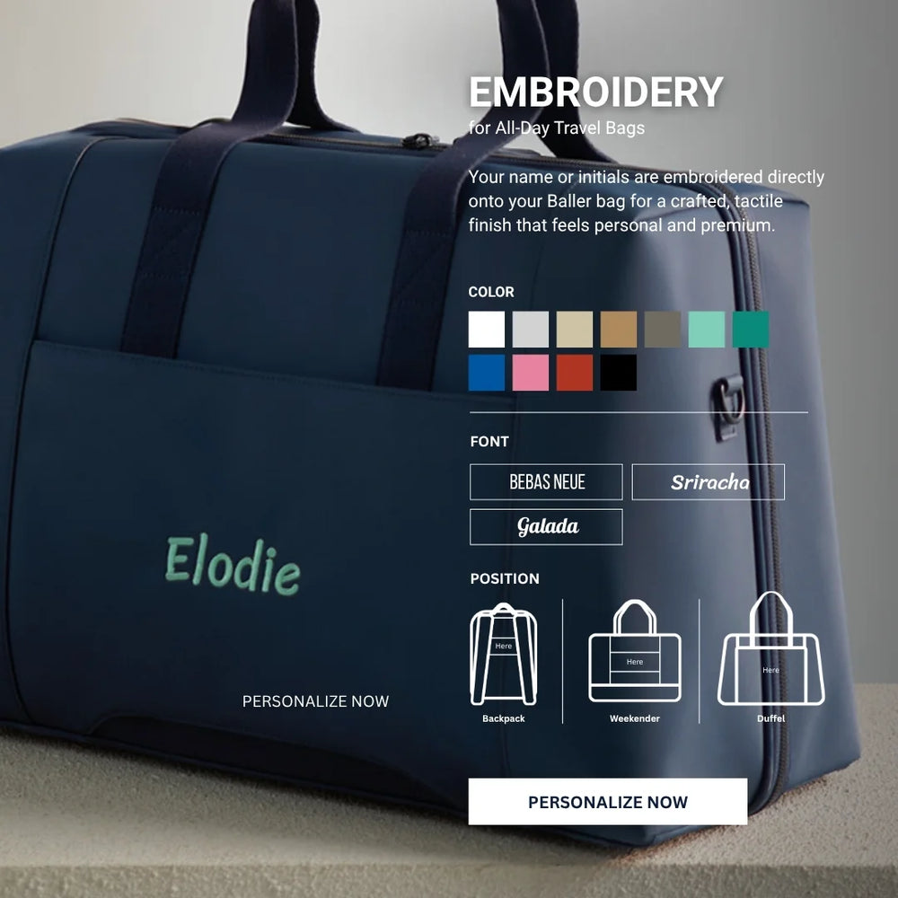 Embroidery - A personalization Method for Baller All-Day Bags