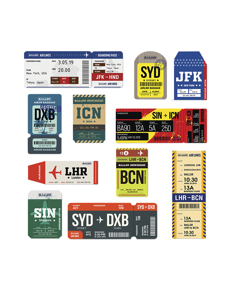 Boarding Pass Stickers Set – Baller Travel – Baller Indonesia
